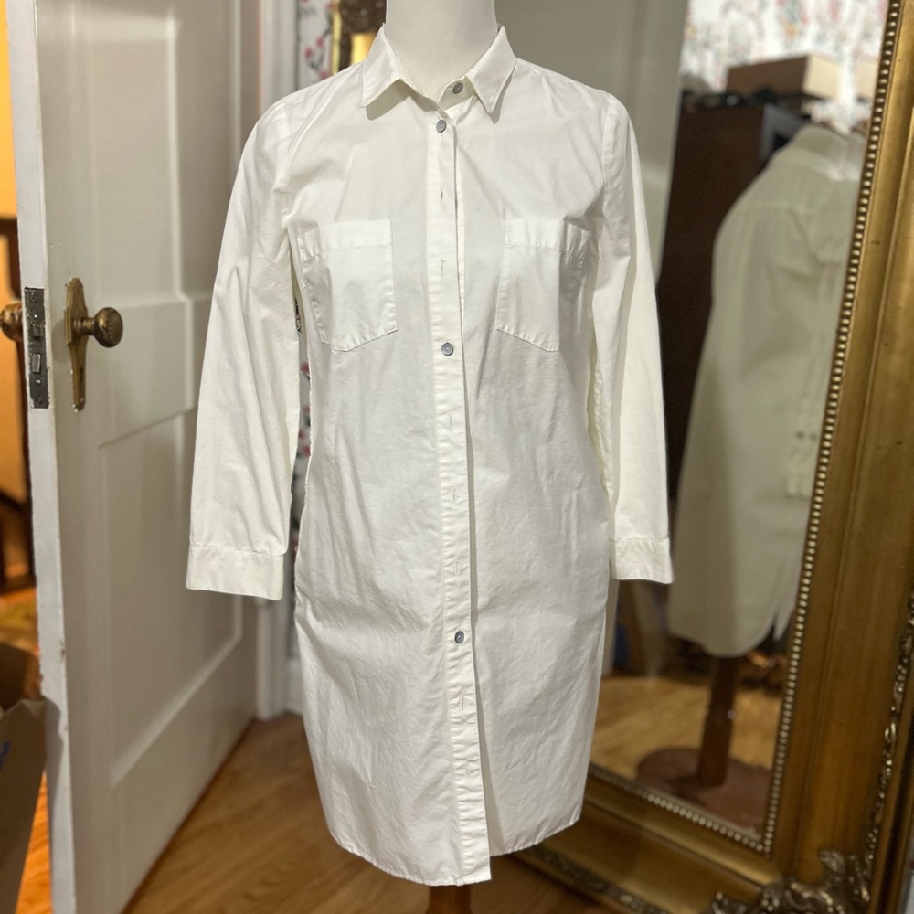 White Button-Up Shirt Dress